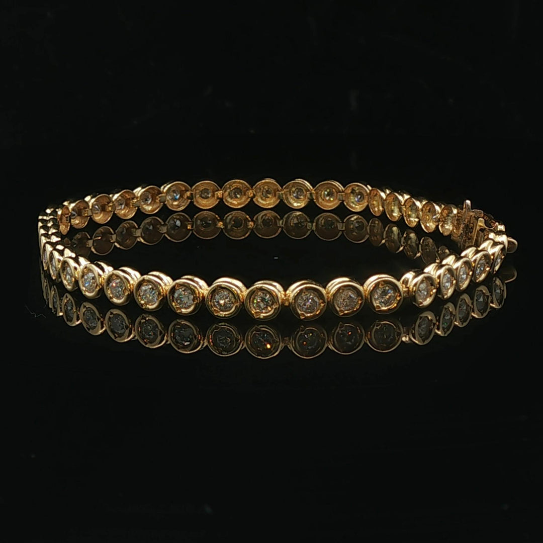 18k Yellow Gold and 2cttw Bezel Set Diamond Tennis Bracelet 6.75"