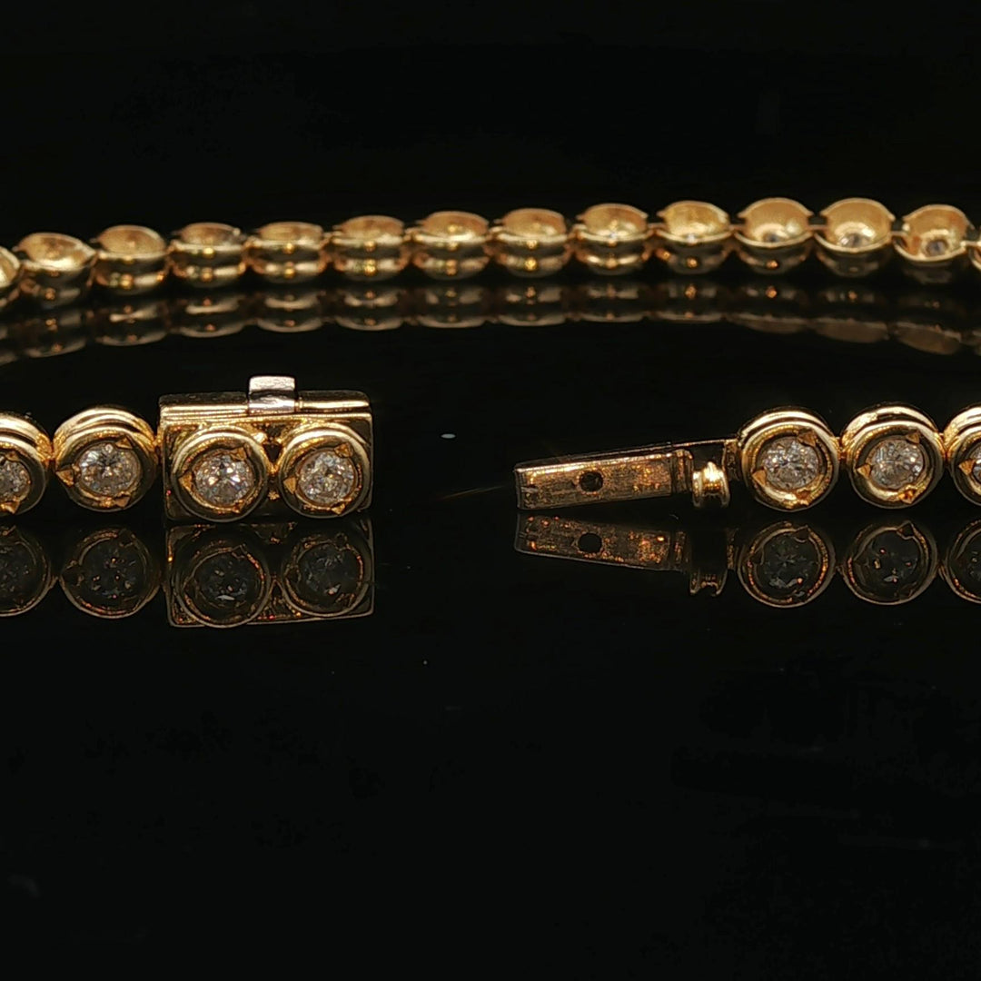 18k Yellow Gold and 2cttw Bezel Set Diamond Tennis Bracelet 6.75"