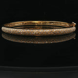 18k Yellow Gold and 1cttw Pave Diamond Solid Bangle Bracelet 6.75"