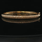 18k Yellow Gold and 1cttw Pave Diamond Solid Bangle Bracelet 6.75"