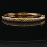 18k Yellow Gold and 1cttw Pave Diamond Solid Bangle Bracelet 6.75"
