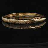 18k Yellow Gold and 1cttw Pave Diamond Solid Bangle Bracelet 6.75"