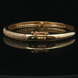 18k Yellow Gold and 1cttw Pave Diamond Solid Bangle Bracelet 6.75"