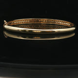 18k Yellow Gold and 1cttw Pave Diamond Solid Bangle Bracelet 6.75"