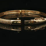 18k Yellow Gold and 1cttw Pave Diamond Solid Bangle Bracelet 6.75"