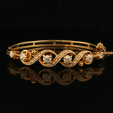 14k Yellow Gold and 3cttw Diamond Vintage Ladies Bangle Bracelet 6.5"