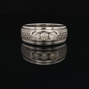 14k White Gold and 0.50cttw Three Diamond Band Ring Size 8.5