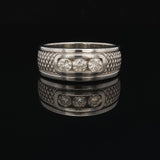 14k White Gold and 0.50cttw Three Diamond Band Ring Size 8.5
