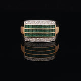 14k Yellow Gold Emerald and Diamond 6.5g Ring Size 7