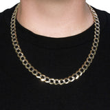 Brand New 14k Two Tone Gold Pave Curb Chain (12.18 mm)