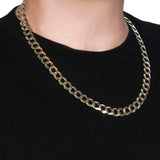 Brand New 14k Two Tone Gold Pave Curb Chain (12.18 mm)