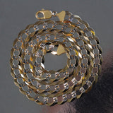 Brand New 14k Two Tone Gold Pave Curb Chain (12.18 mm)