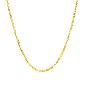 Brand New 14k Yellow Gold Round Wheat Chain (1.50 mm)