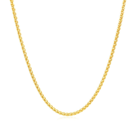 Brand New 14k Yellow Gold Round Wheat Chain (1.50 mm)