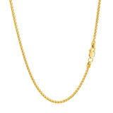 Brand New 14k Yellow Gold Round Wheat Chain (1.50 mm)