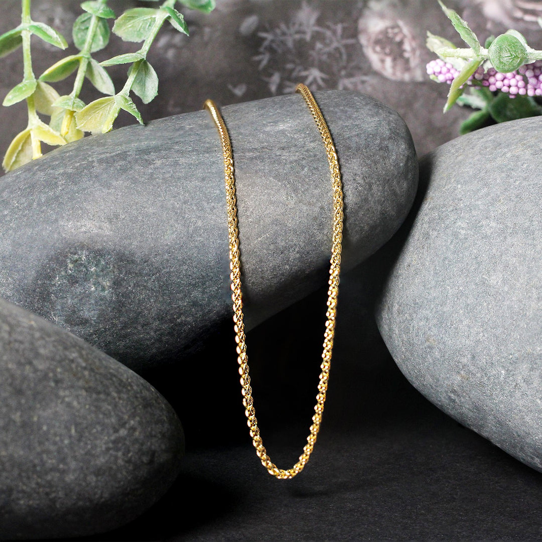 Brand New 14k Yellow Gold Round Wheat Chain (1.50 mm)