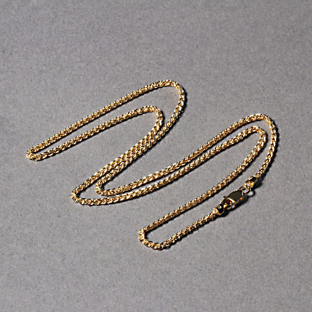 Brand New 14k Yellow Gold Round Wheat Chain (1.50 mm)