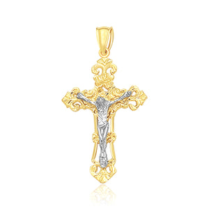 Brand New 14k Two Tone Gold Cross Pendant