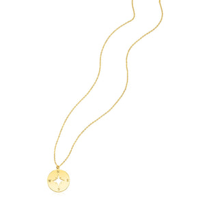 Brand New 14k Yellow Gold Necklace with Compass