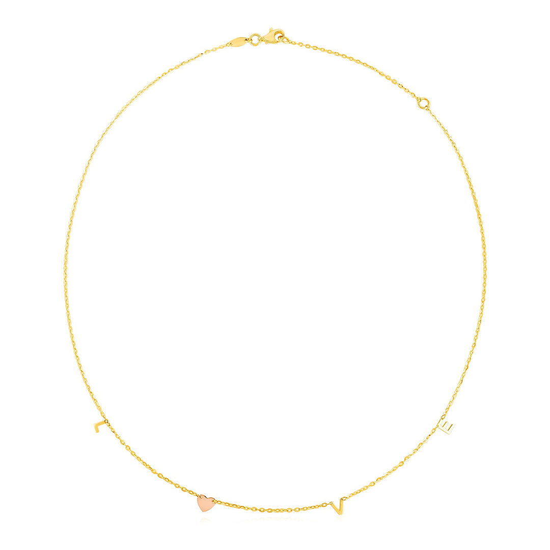 Brand New 14k Two Tone Gold Love Necklace