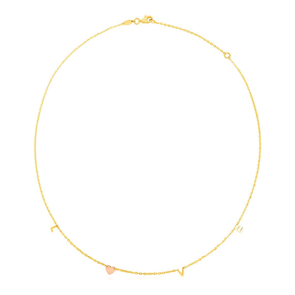 Brand New 14k Two Tone Gold Love Necklace