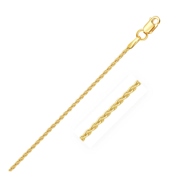 Brand New 14k Yellow Gold Round Wheat Chain (1.20 mm)