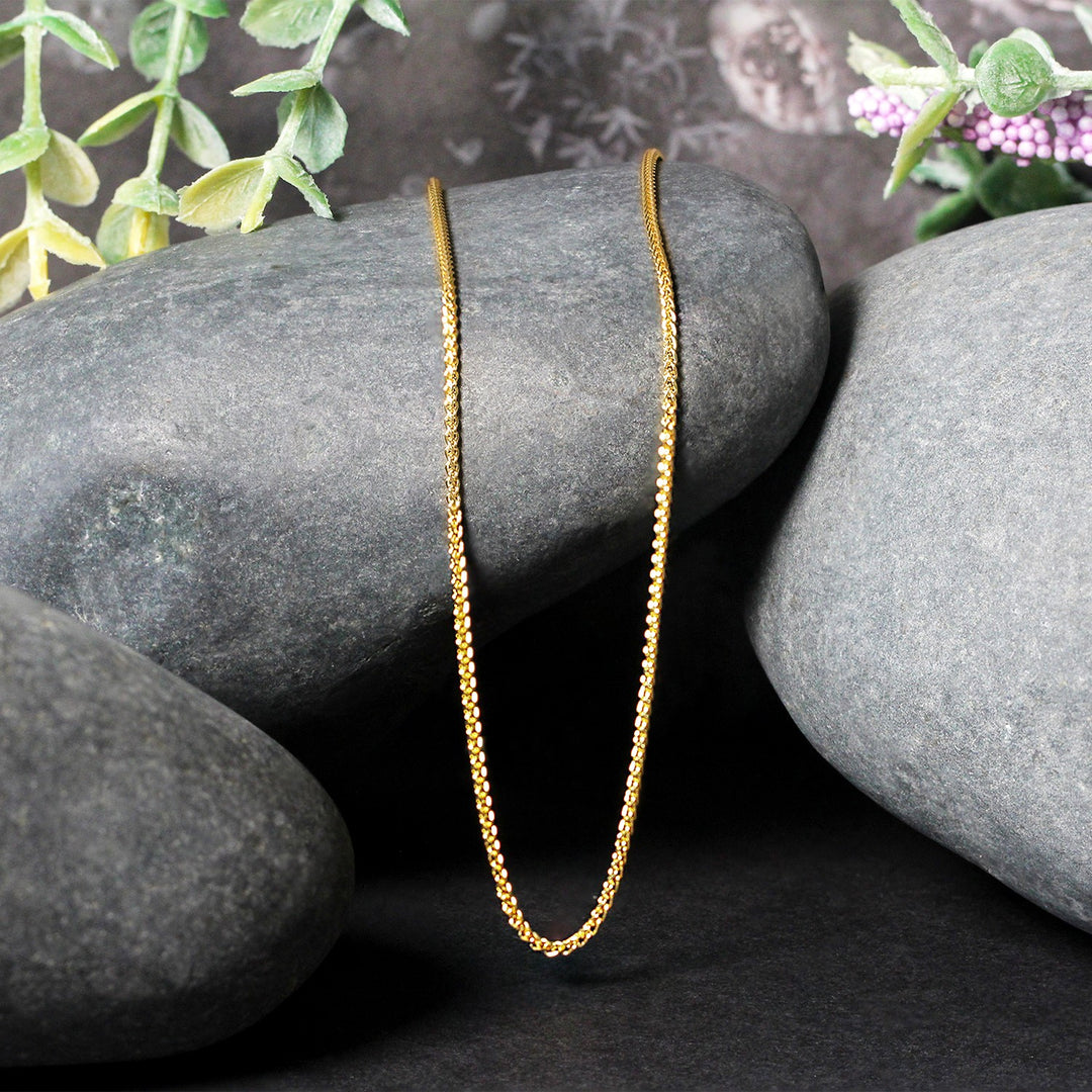 Brand New 14k Yellow Gold Round Wheat Chain (1.20 mm)