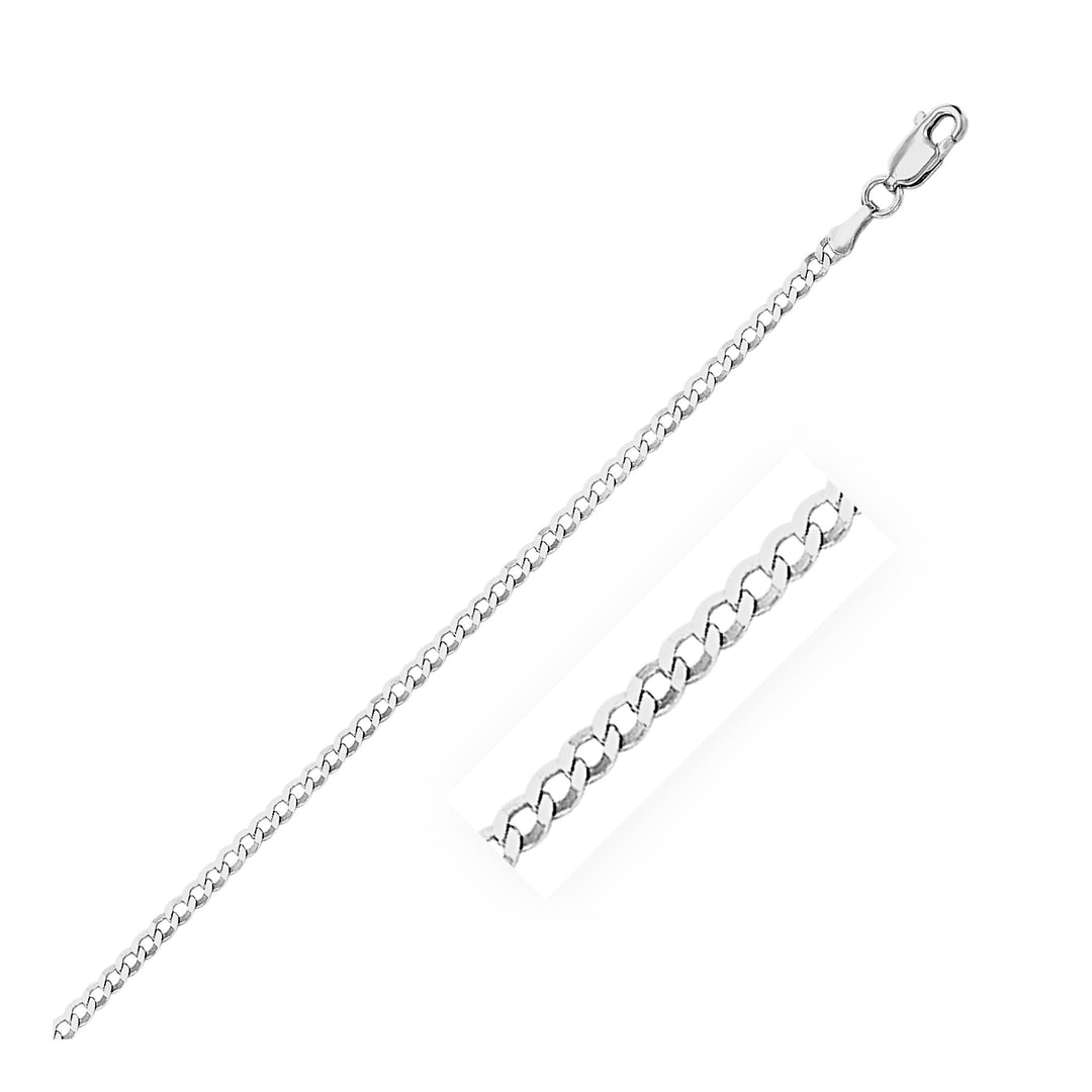 Brand New 14k White Gold Solid Curb Chain (2.60 mm)