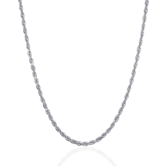 Brand New 14k White Gold Solid Diamond Cut Rope Chain (3.00 mm)