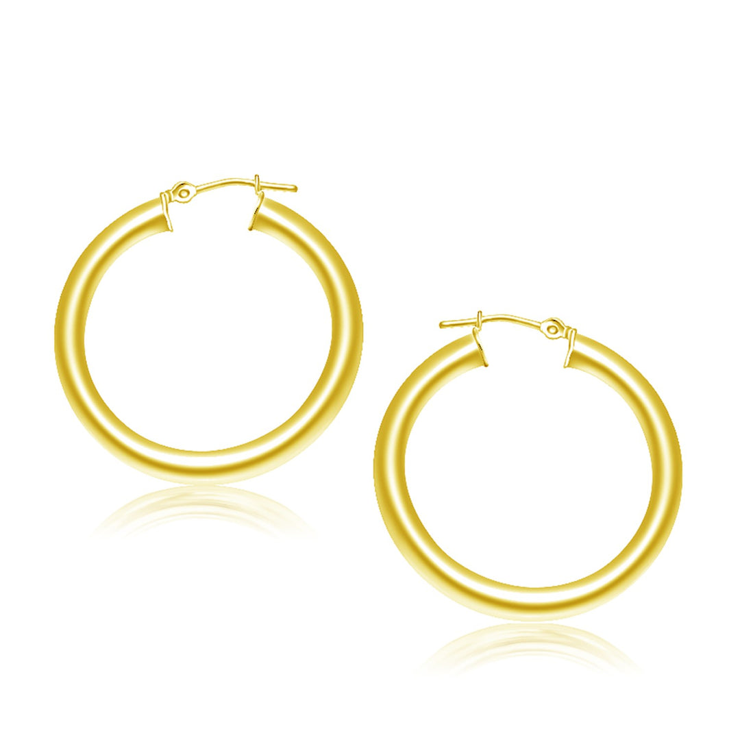 Brand New 14k Yellow Gold Polished Hoop Earrings (4x30 mm)