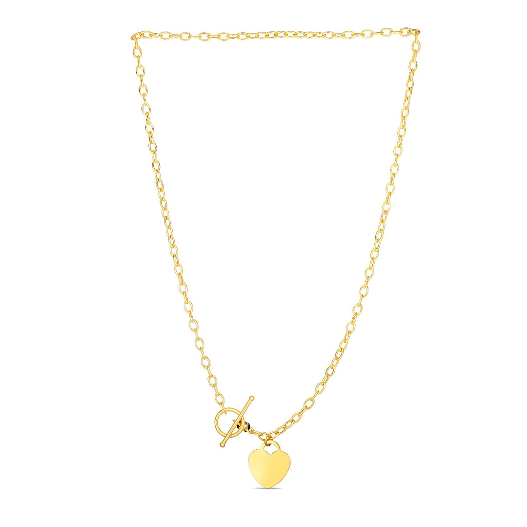 Brand New Toggle Necklace with Heart Charm in 14k Yellow Gold