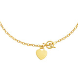 Brand New Toggle Necklace with Heart Charm in 14k Yellow Gold