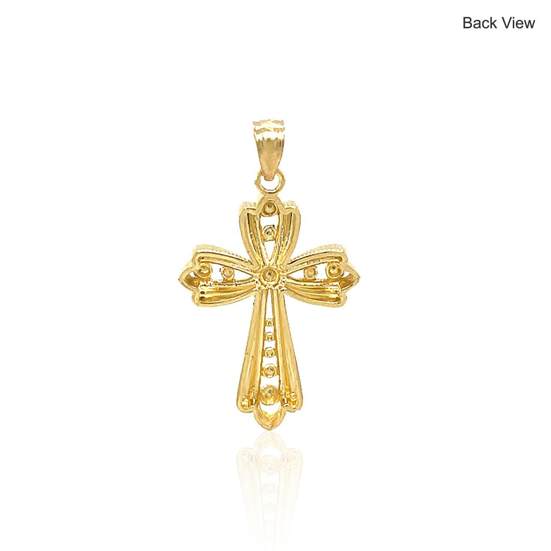 Brand New 14k Two-Tone Gold Fancy Cross Pendant with Diamond Cuts