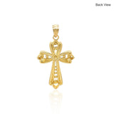 Brand New 14k Two-Tone Gold Fancy Cross Pendant with Diamond Cuts