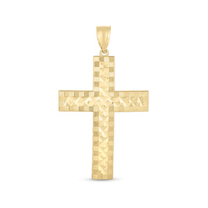 Brand New 14k Yellow Gold High Polish Diamond Cut Cross Pendant