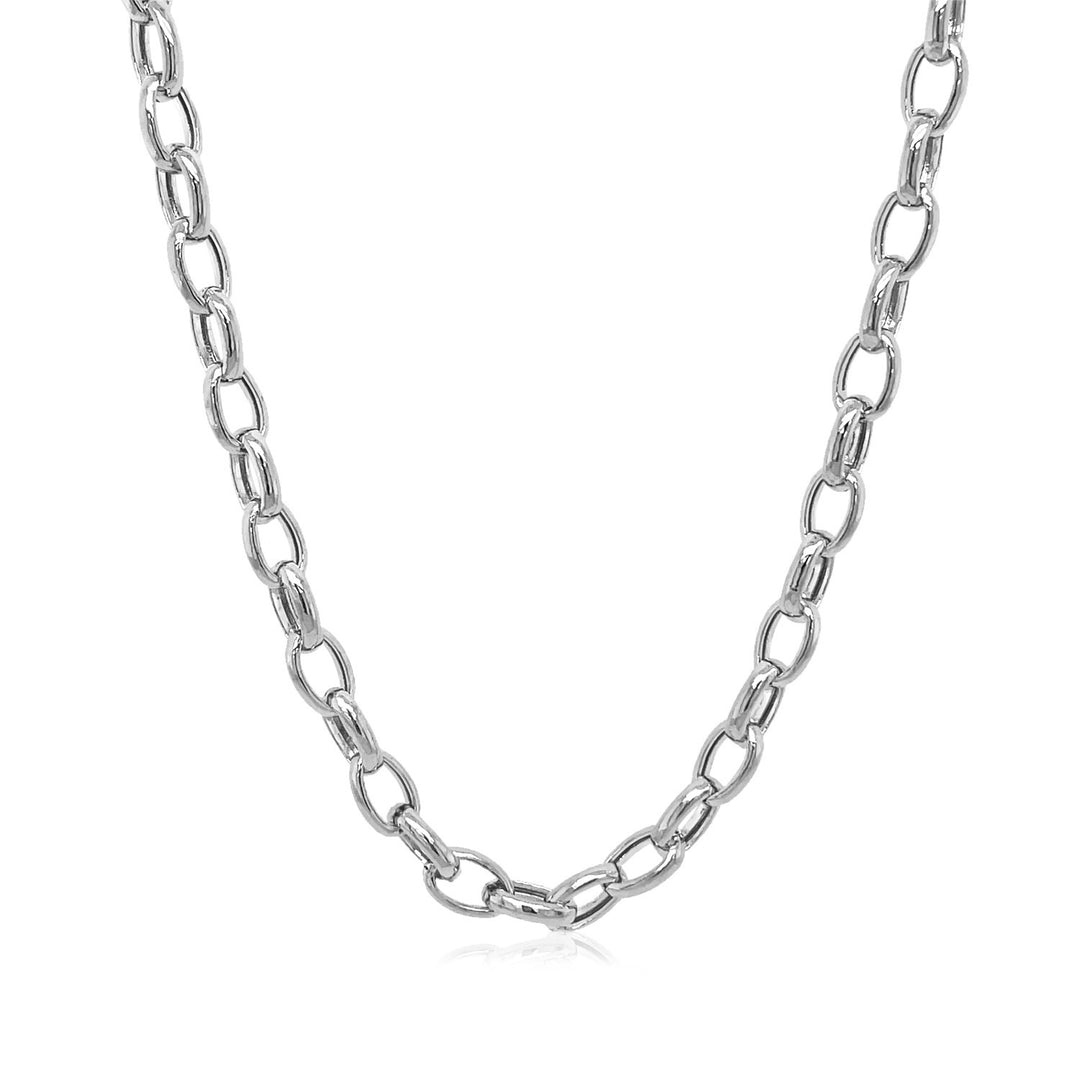 Brand New 14k White Gold Oval Rolo Chain (4.60 mm)