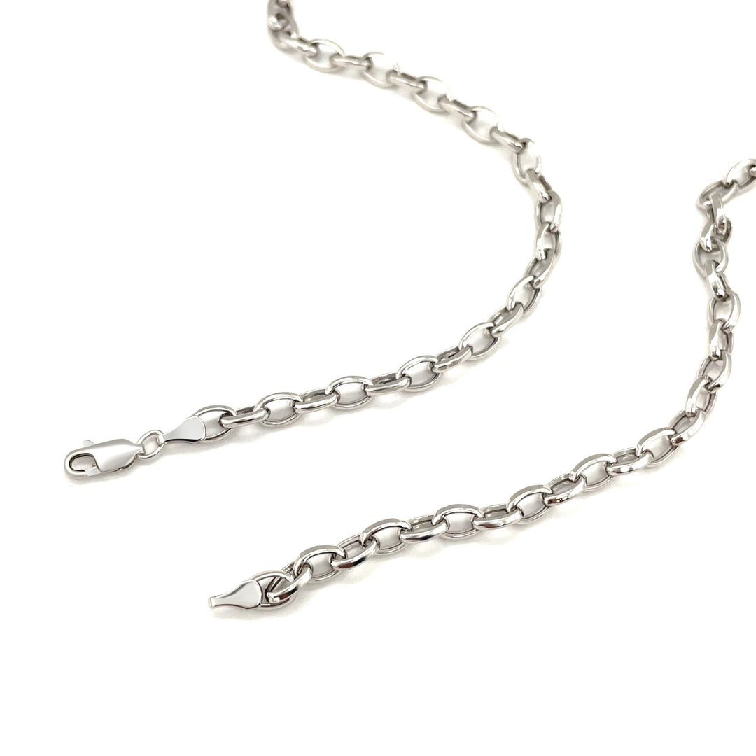 Brand New 14k White Gold Oval Rolo Chain (4.60 mm)