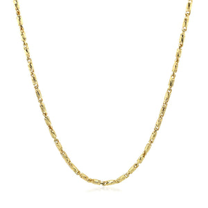 Brand New 14k Yellow Gold Diamond Cut Fancy Links Pendant Chain (1.50 mm)