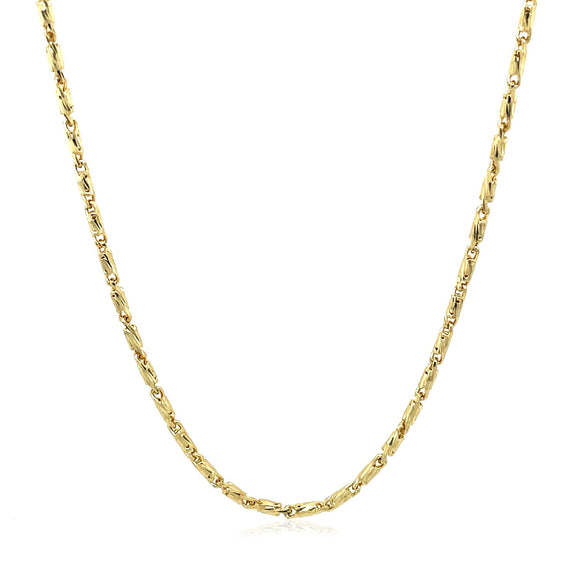 Brand New 14k Yellow Gold Diamond Cut Fancy Links Pendant Chain (1.50 mm)