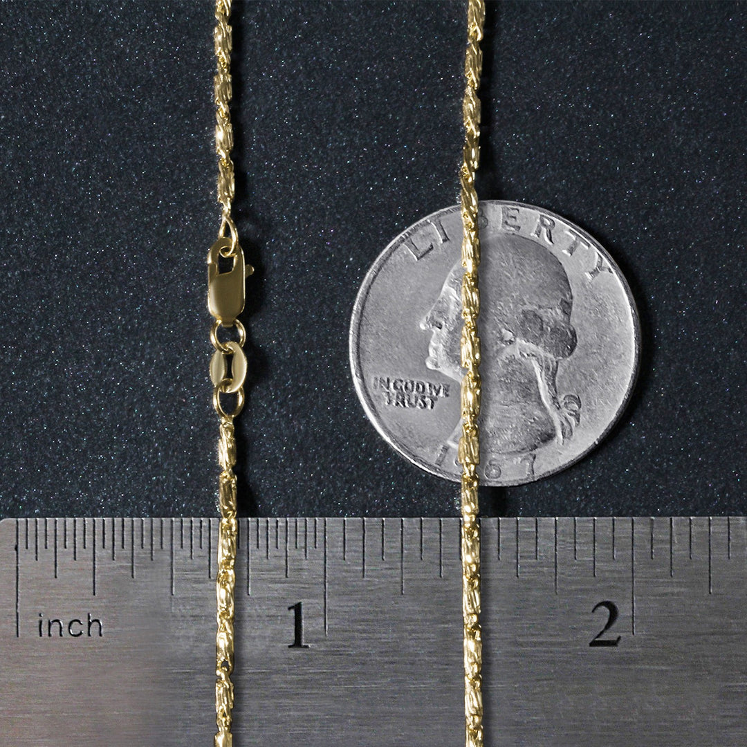 Brand New 14k Yellow Gold Diamond Cut Fancy Links Pendant Chain (1.50 mm)