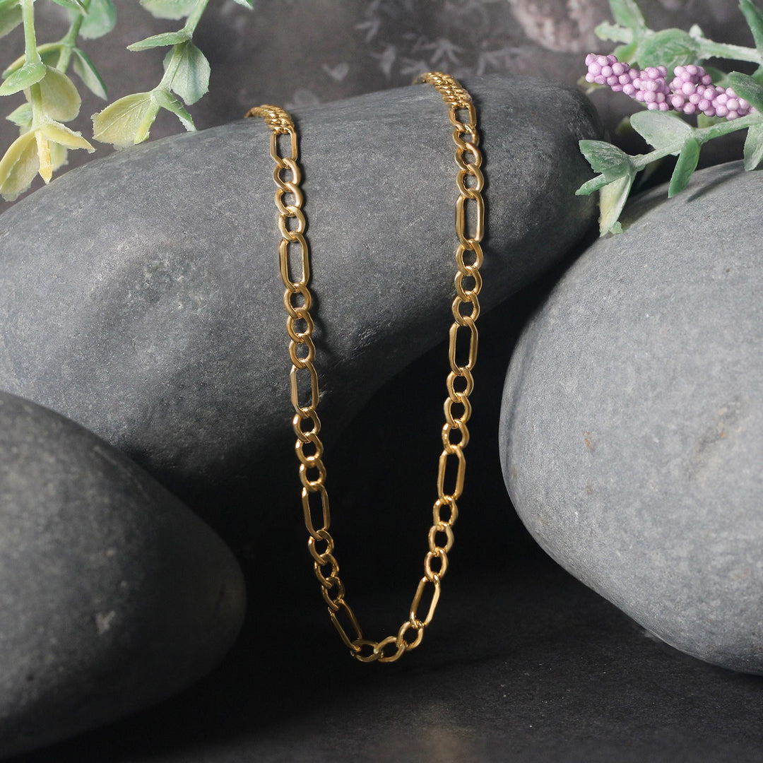 Brand New 14k Yellow Gold Lite Figaro Chain (3.70 mm)