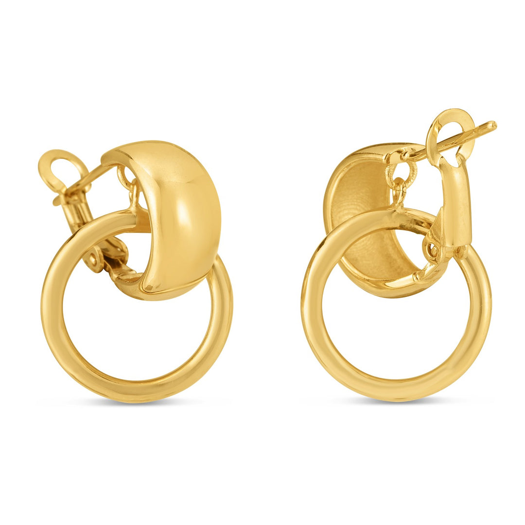 Brand New 14k Yellow Gold Interlocking Omega Hoops