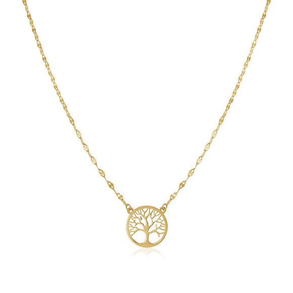 Brand New 14k Yellow Gold Tree of Life Necklace