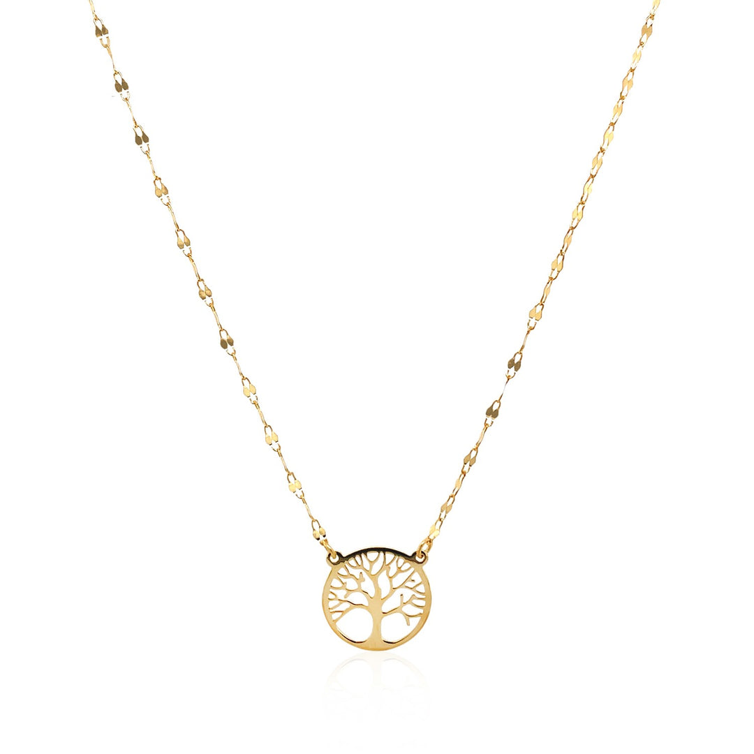 Brand New 14k Yellow Gold Tree of Life Necklace