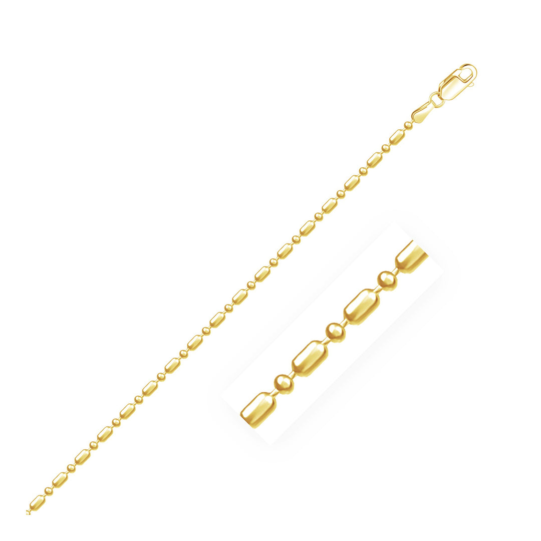 Brand New 14k Yellow Gold Diamond-Cut Alternating Bead Chain (1.30 mm)