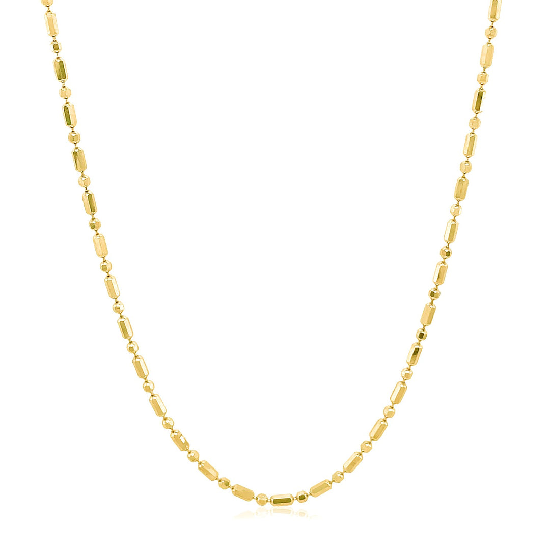 Brand New 14k Yellow Gold Diamond-Cut Alternating Bead Chain (1.30 mm)