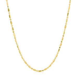 Brand New 14k Yellow Gold Diamond-Cut Alternating Bead Chain (1.30 mm)