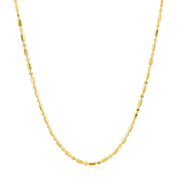 Brand New 14k Yellow Gold Diamond-Cut Alternating Bead Chain (1.30 mm)