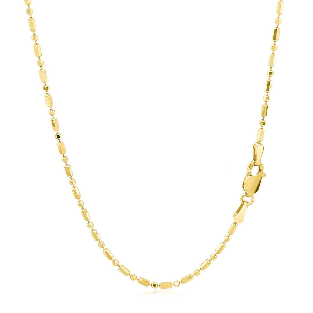 Brand New 14k Yellow Gold Diamond-Cut Alternating Bead Chain (1.30 mm)