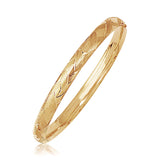 Brand New 14k Yellow Gold Domed Bangle with a Weave Motif (6.00 mm)